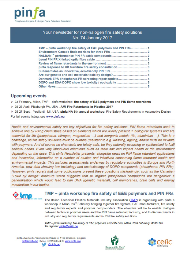 Pinfa Newsletter – Issue no74 – January 2017