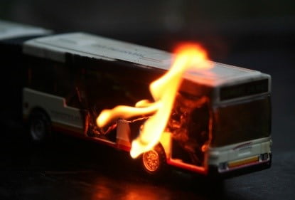 Flammability of bus ceilings