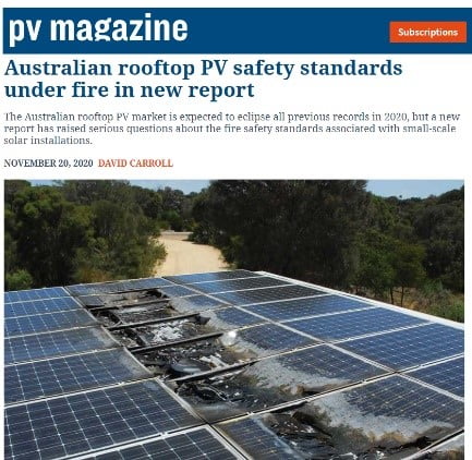Rooftop PV fire & safety standards
