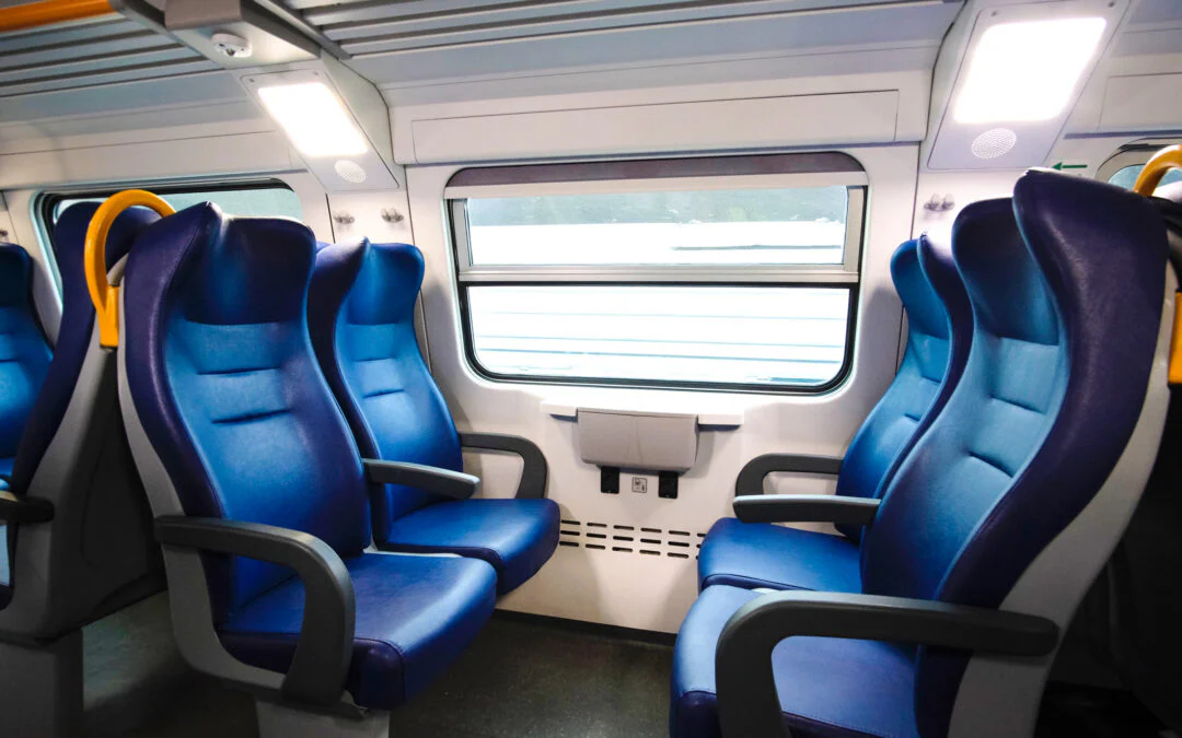 Rubber flooring for rail fire safety