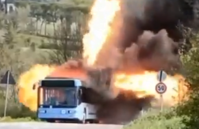 Compressed Natural Gas (CNG) bus fire