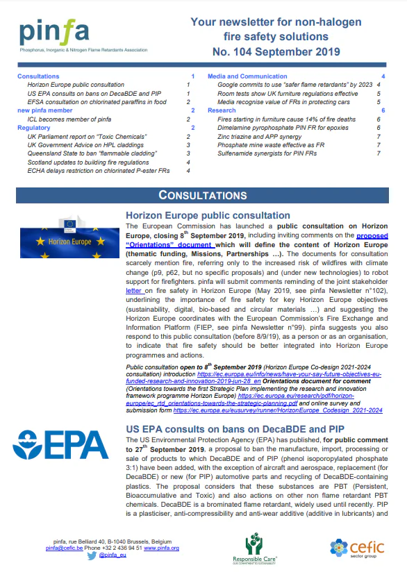 Pinfa Newsletter – Issue 104 – September 2019