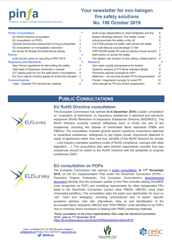 Pinfa Newsletter – Issue 106 – October 2019