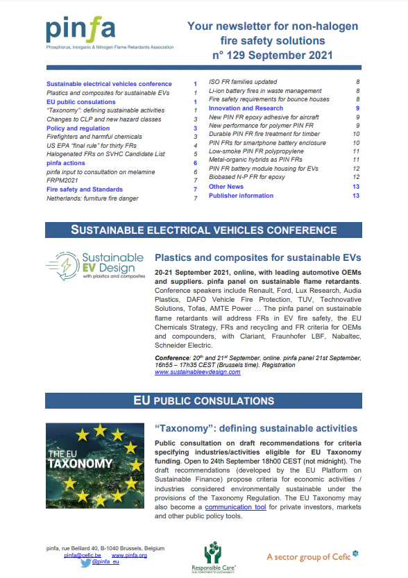 Pinfa Newsletter – Issue 129 – September 2021