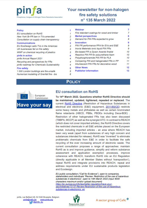 Pinfa Newsletter – Issue 135 – March 2022