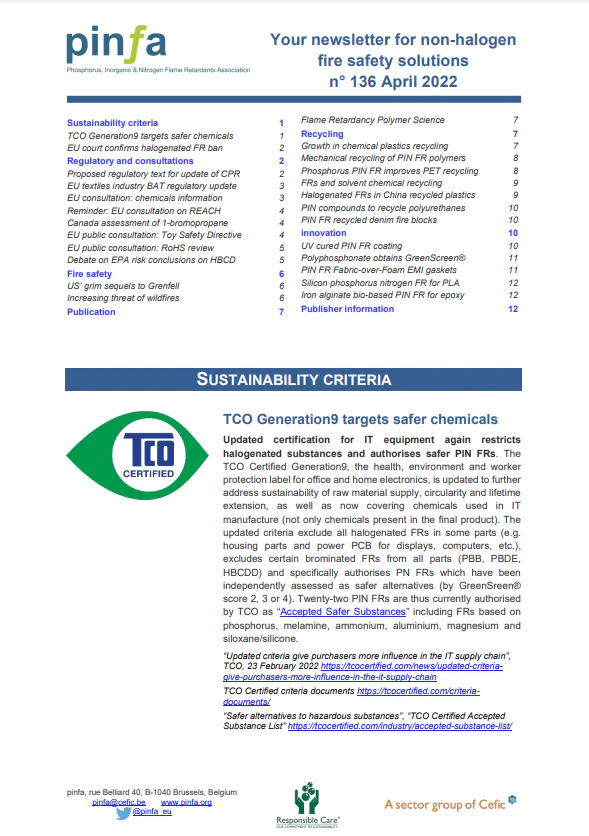 Pinfa Newsletter – Issue 136 – April 2022