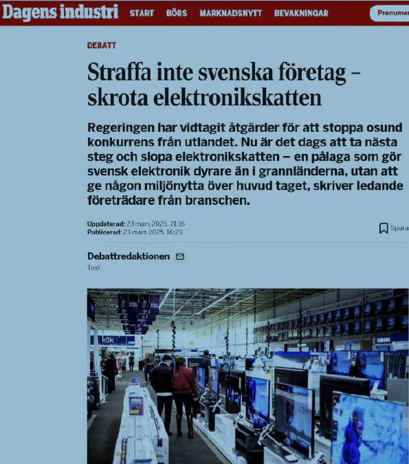 Opposition to Swedish electronics ecotax