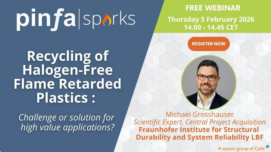 Pinfa Sparks – Recycling of halogen-free flame retarded plastics: challenge or solution for high value applications?