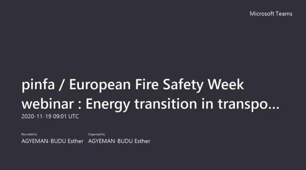 pinfa – European Fire Safety Week webinar : Energy transition in transport and fire safety